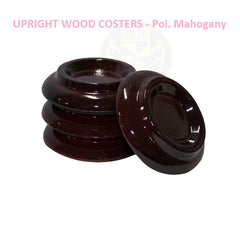 UPRIGHT WOOD COASTERS - SET OF 4 -Polished Ebony, Polished Mahogany, Polished Walnut, Polished White