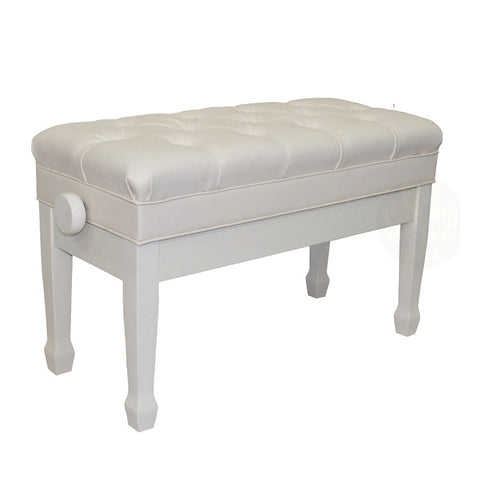 MAESTRO 1G Polished White - LEATHER TOP -PREMIUM ADJUSTABLE BENCH WITH STORAGE
